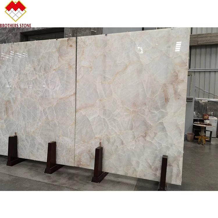 Natural Translucent Ice Age Onyx Marble Slab for Backlit Wall Panel Table Top in Hotels