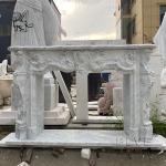 White Marble Fireplace Mantel Stone Carving Fireplace Surround European Style