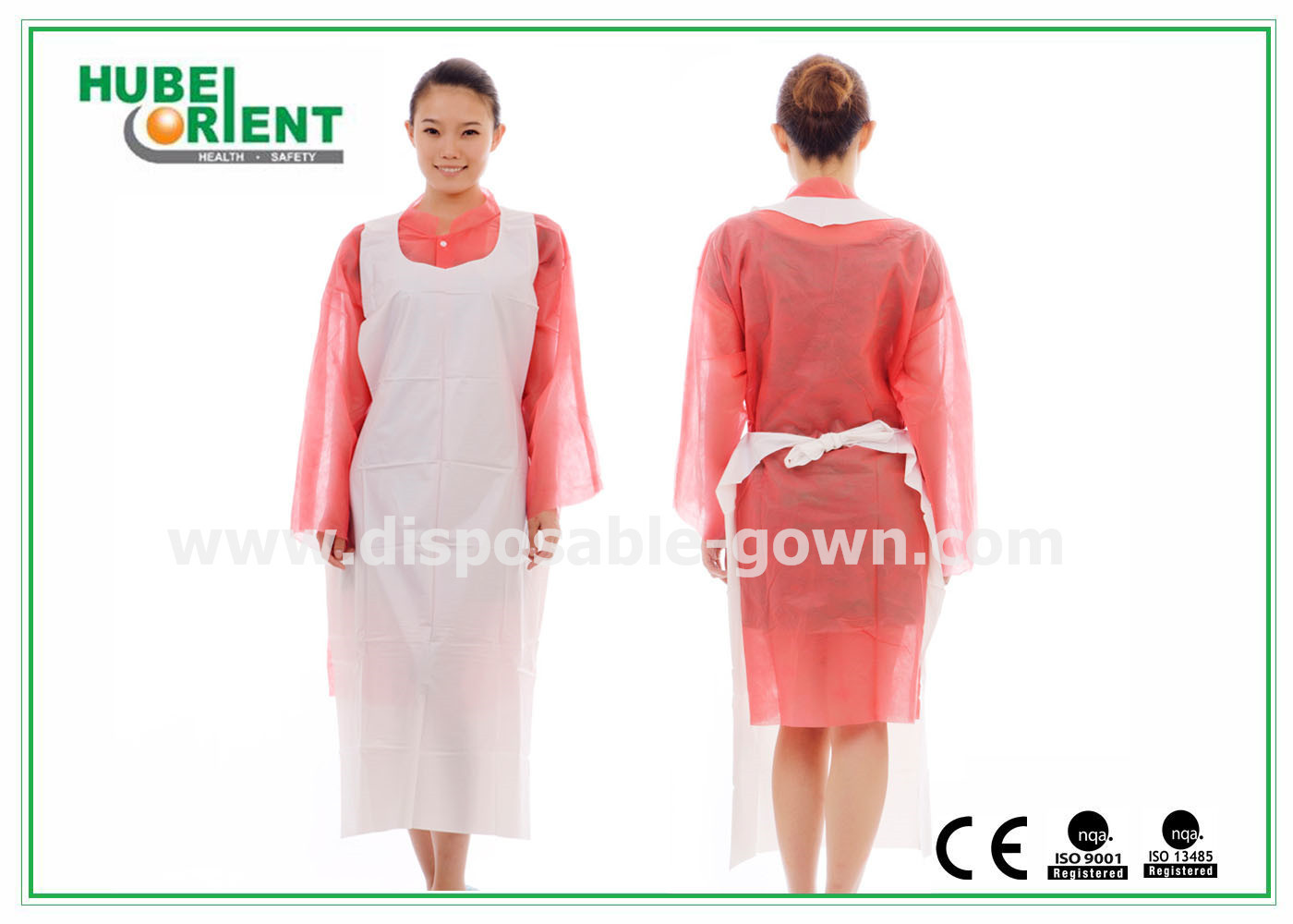 Anti Oil Smooth Surface Disposable PE Apron Without Sleeves