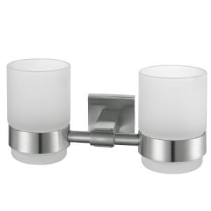 Quality Polished Glass Tumbler Holder SUS304 Double Wall Mounted Toothbrush Holder wholesale