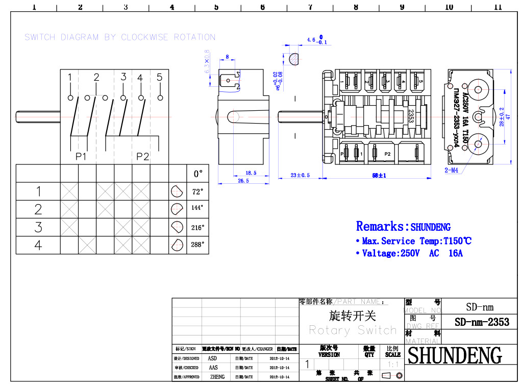 Ceramic switch Home appliance switch NM-2353 Rotary switches OVEN SWITCH Switch gear Three gears switch