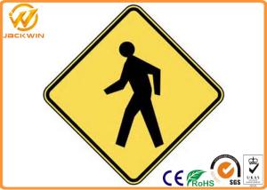 Quality Customized Traffic Warning Signs , Yellow Reflective Pedestrian Warning Sign wholesale