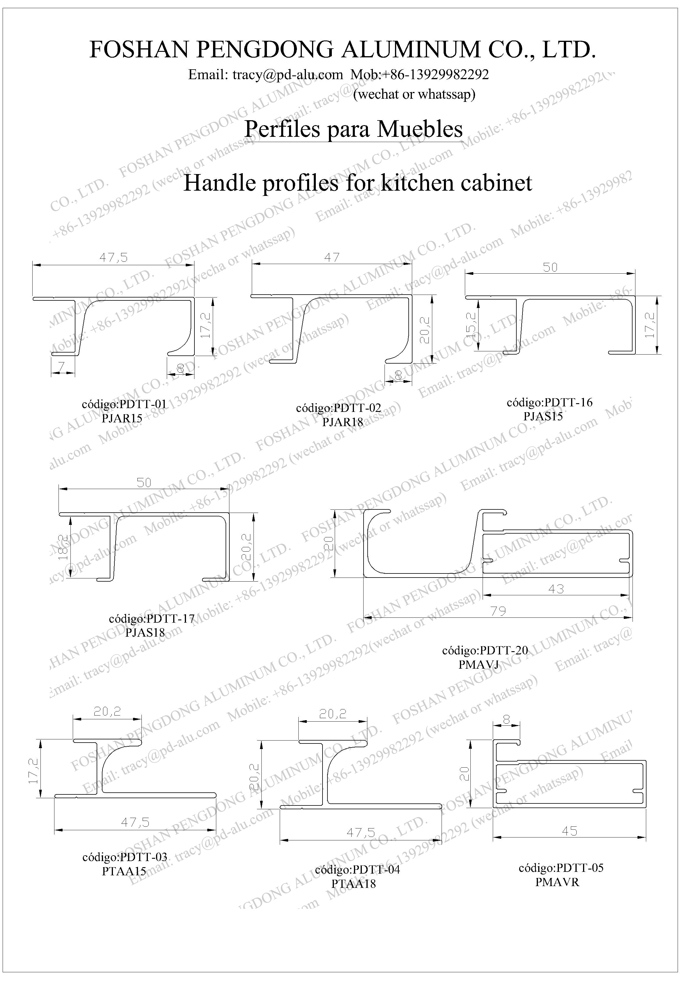 6 Meters 6063 T5 Aluminium Kitchen Profiles For South America