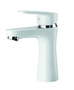 Quality Contemporary Bathroom Wash Basin Faucet Brass half chrome half white wholesale