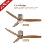 TUYA App-Controlled 2 IN 1 LED Light Ceiling Fan Low Ceiling Solid Wood Blades