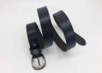 Soft Women Leather Belts With Embossed Line Pattern Brushed Gunmetal Bucklee 2