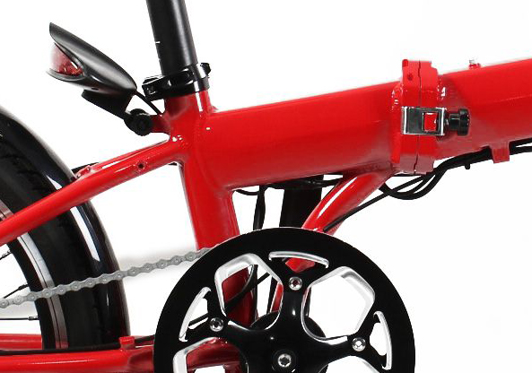 48V 12.8Ah Red Lithium Battery Portable Folding Electric Bike with 20 Inch Snow Fat Tires