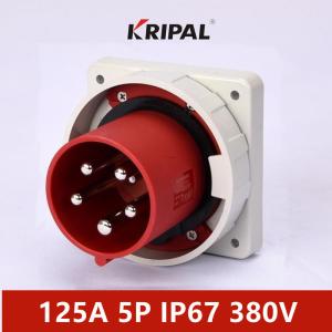 Quality Single Phase 125A 5 pole IP67 IEC Waterproof Panel Mounted Plug wholesale