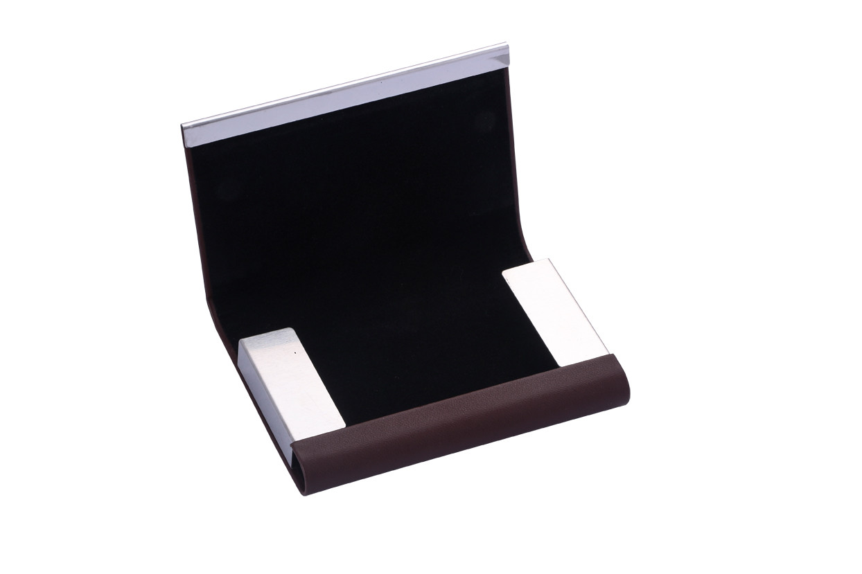 Elegant Metal Frame Name Card Holder With Snap Closure Capacity Of 50 Business Cards