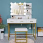 BSCI Certified MDF Wood Touch Screen Mirrored Dresser Table With Led Lights