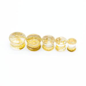 Quality 10mm plugs and tunnels Acrylic Ear Gauges Gold Strings Inside wholesale