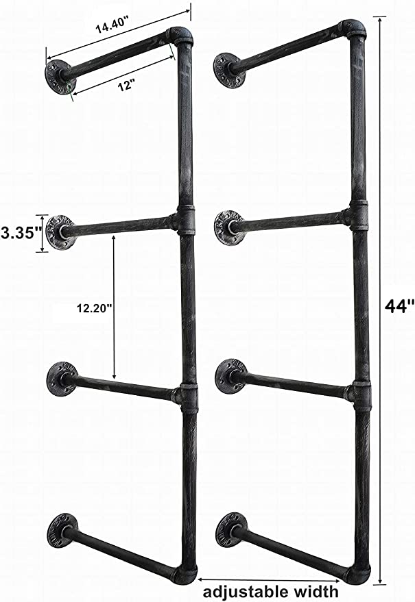 Standard Industrial Black Iron Pipe Shelf Brackets for DIY Open Bookshelf Installation