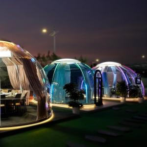 Quality Good Quality Outdoor Hotel Resort Pc Leisure Round Glamping Sunscreen Double Dome House Tent wholesale