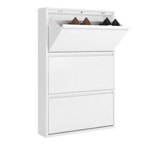Quality White Modern Design Metal Storage Cabinet 3 Layers Shoe Rack Steel Cabinet wholesale