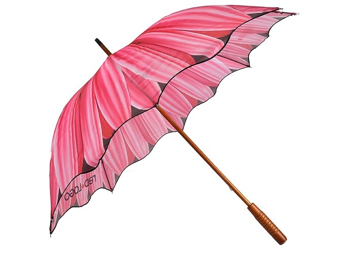 Wooden Frame Promotional Golf Umbrellas Digital Printing 23 Inches Auto Open