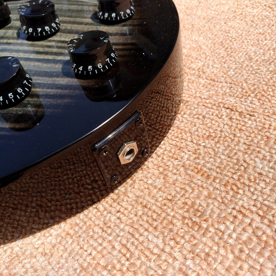New style high quality LP standard joeperry electric guitar, Transparent black Flame Maple Top electric guitar