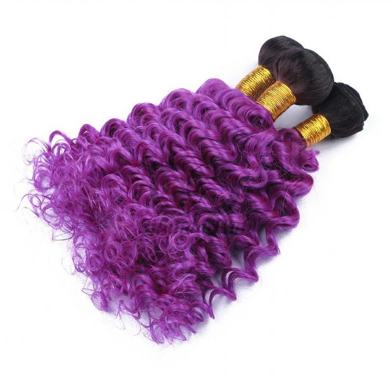 #T1B/Purple Deep Wave Remy Human Hair Bundles Sew In Weave Bundles Brazilian Bundle Deals