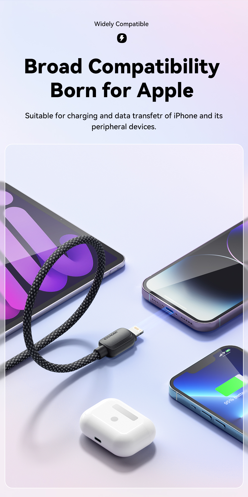 ESSAGER C-L PD 29W IP 12 13 15 USB C Cable Fast Charging ES-X46 Series