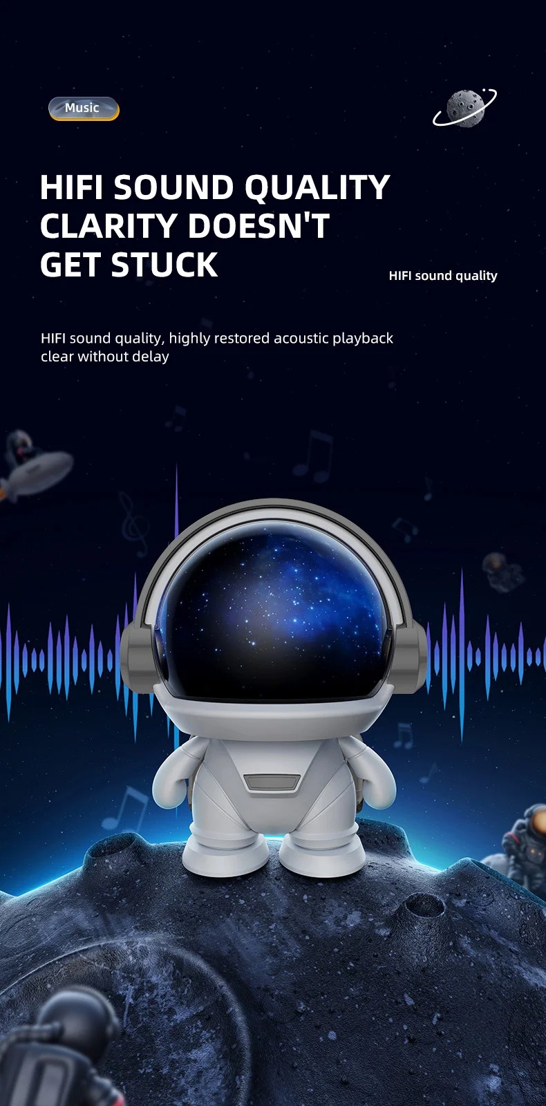 Experience Music in Style Astronaut BT5.0 Music Player for Home System Subwoofer