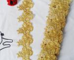 Gold Wire Embrodery Lace Edge with Cord Embroidery Sliver Lace Trim
