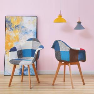 Quality Wooden Leg Color Patchwork Dining Chair With Velvet Cover Soft And Comfortable wholesale