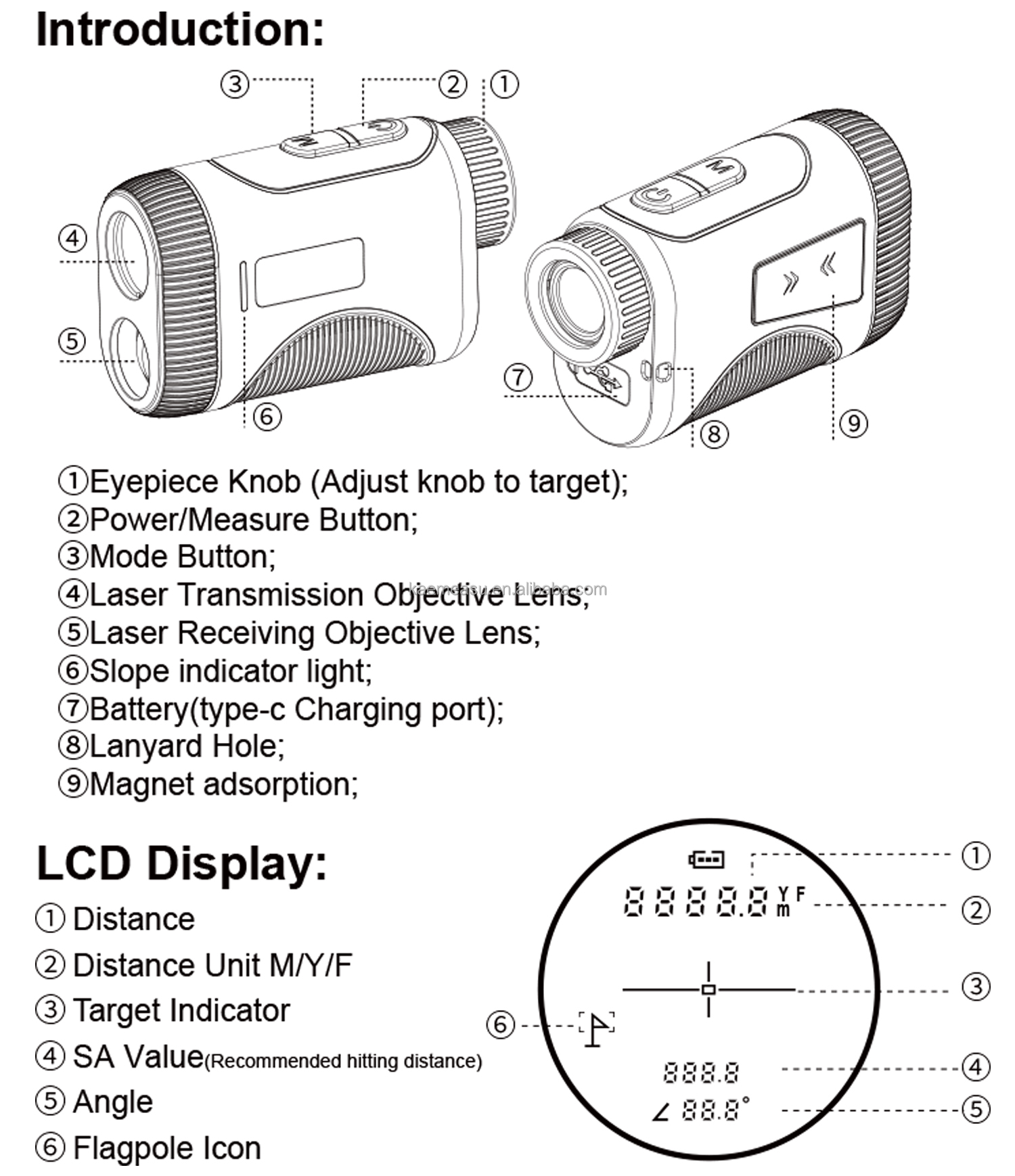 OEM Golf Slope Scope Laser Distance Meter Telescope Industrial Grade Golf Laser Rangefinders for Hunting Binoculars