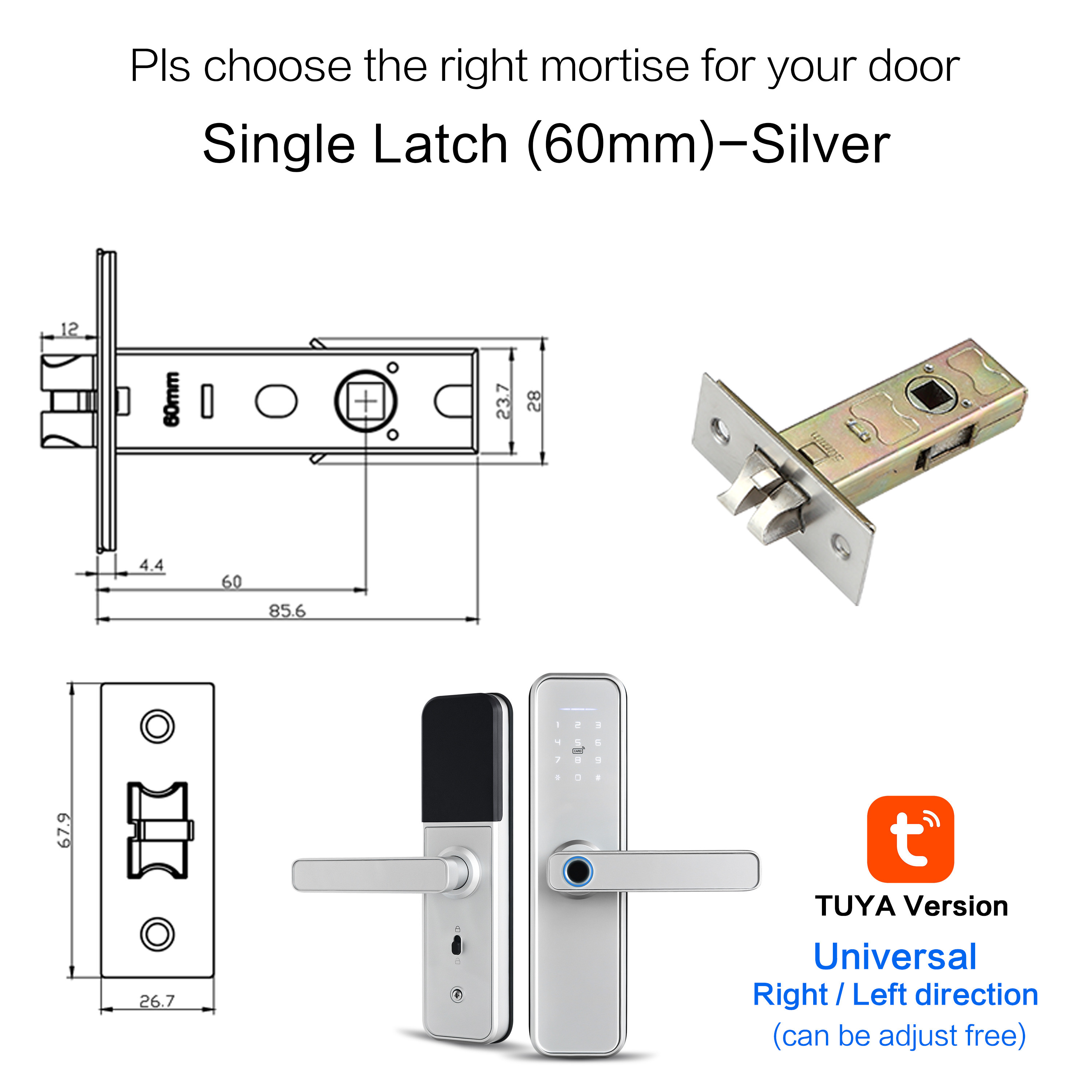 Tuya Wifi Fingerprint Smart Door Lock Waterproof App Remote Control Lock