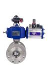 NPS 10 Inch Flange / Wafer Type Pneumatic Actuator Segment Ball Valve