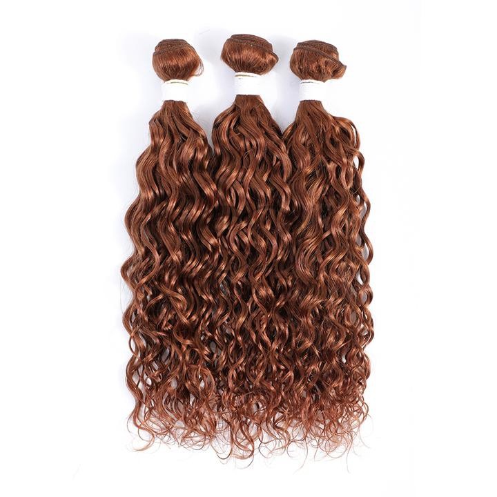 #30 Medium Auburn Water Wave Remy Human Hair Bundles Sew In Weave Bundles Brazilian Bundle Deals