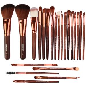 Quality lWholesale 22 Pieces Brown Color Makeup Brushes Fan Brush Best Make up Brushes wholesale