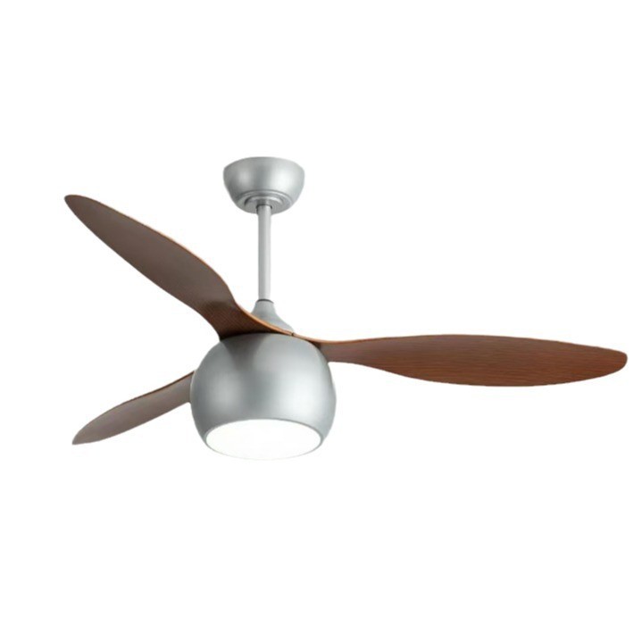 Gray Solid Wood Blade Ceiling Fan 52 Inch DC Motor Ceiling Fans With LED Lights