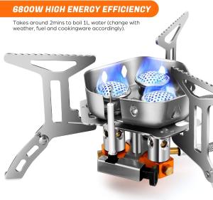 Quality 6800W Windproof Camp Stove Camping Gas Stove with Fuel Canister Adapter, Piezo Ignition, Carry Case, Portable wholesale