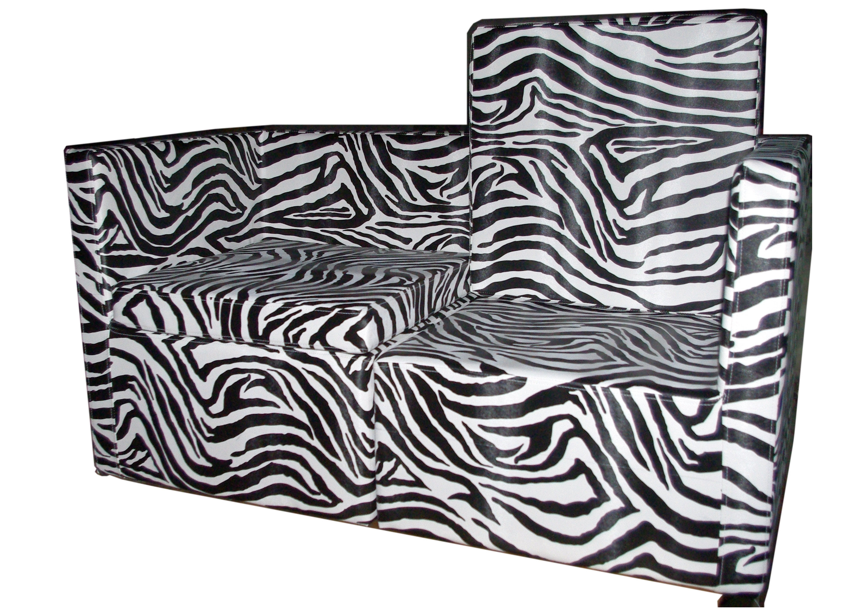 Zebra Style PU Salon Waiting Chairs 2 Seat With Painting Steel Foot , 53cm Depth