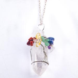 Quality Handmade Healing Silvery Rock Crystal Quartz Necklace 23g wholesale