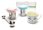 Double Handle Reusable Stainless Steel Teapot Infuser Basket With Lid