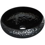 440mm Height Black Bathroom Vessel Sink Round Lacquered Exterior Crystal Ball
