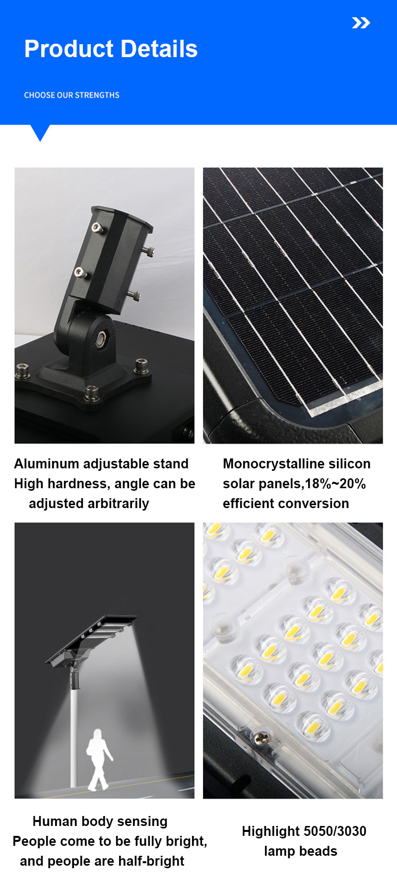 Waterproof Intelligent Outdoor Solar Street Lamps 100w With Remote Control Function