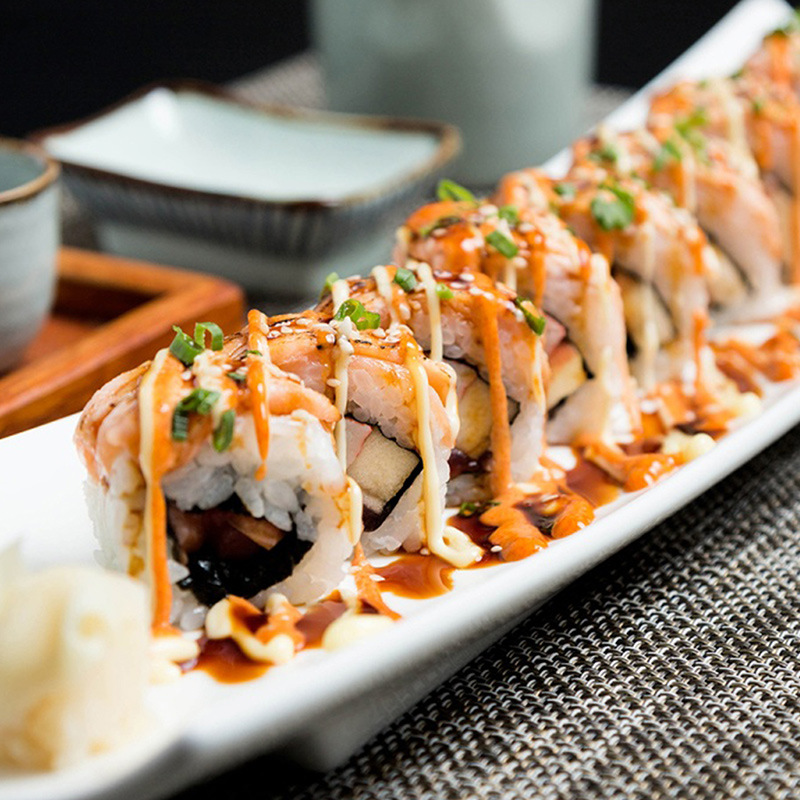 6pcs/ctn Sushi with Vegetables and Low Fat Sesame Salad Dressing Special Vinaigrette