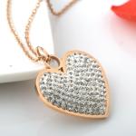 Stainless SteelFashion Jewelry Long Necklace Diamond Heart Pendant