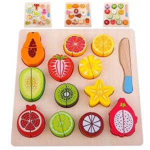 Quality Education 9.25in Wooden Fruit And Veg Toys Magnetic Fruit Cutting wholesale