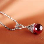 Antique Jewelry 925 Silver Garnet and Marcasite Pendant Necklace 18 Inches