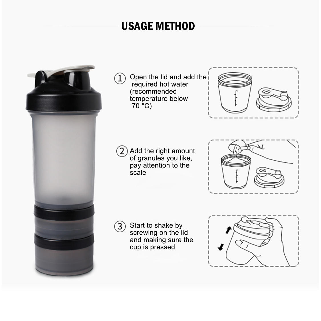High Quality Bpa Free Plastic Shaker Water Bottle Tritan Fitness Gym Drinking Bottle