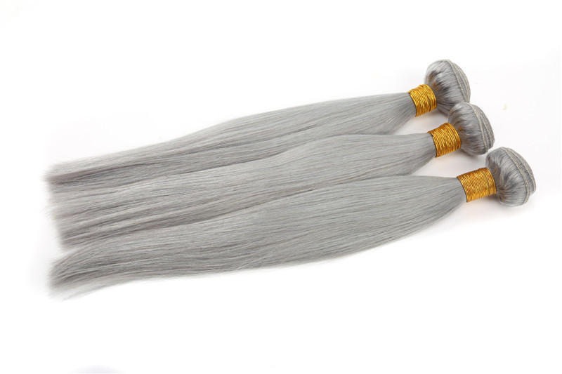 8-24 Inches Stock hot selling grey color hair weft 100% brazilian virgin human hair