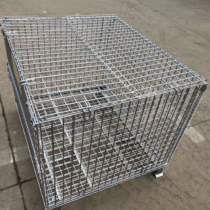 Stackable 4 High Storage Wire Mesh Pallet Cage Auto Parts Storage Cages