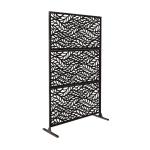 Black Shelf Room Divider Screen Foldable Rectangle Carved Design