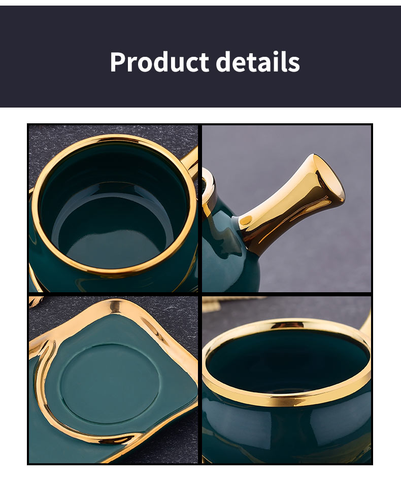 Tea Nordic Gold Rim Ceramic Coffee Cup With Dessert Snack Tray