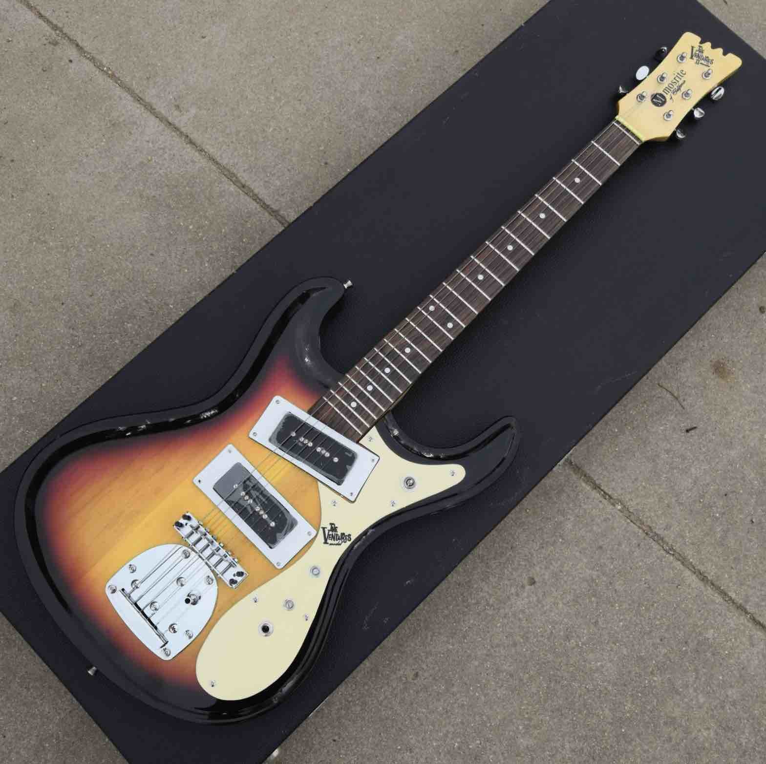 Custom 1966 Ventures Mosrite Zero Fret JRM Johnny Ramone Electric Guitar Tremolo Tailpiece in Blue Color