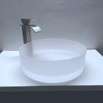 Acid Matt Crystal Glass Wash Basin Vertical Stripes Diecasting Countertop