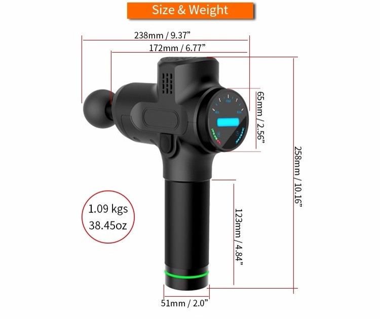 260 Speeds Handheld Muscle Massager Lithium Battery 2400mah Physion Massage Gun