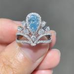 Fancy Intense Blue Lab Grown Diamond Rings 1.23ct VS IGI Cert 18k Gold Ring